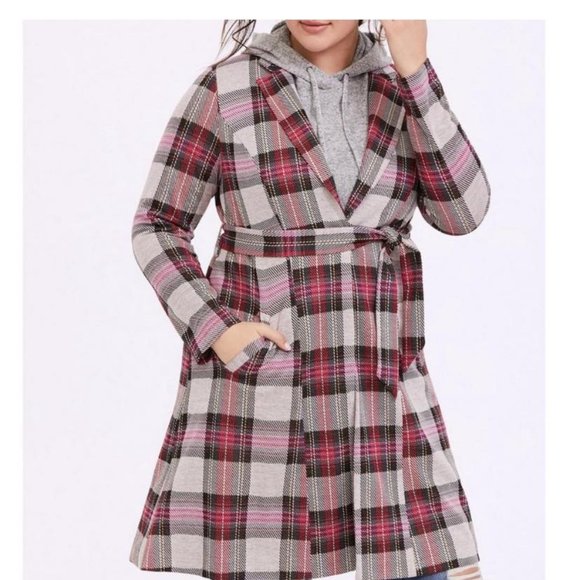 Torrid Plaid Trench Coat SIZE 3 - Picture 1 of 6